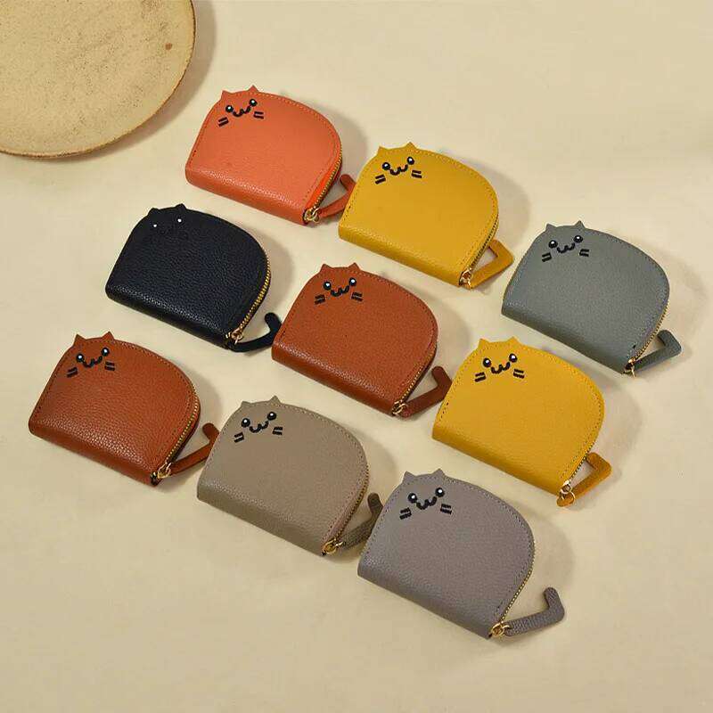 Cute Cat Wallet for Women Small Cartoon Coin Purse Multi Card Holder Kawaii Zipper Pocket Money Bag Fashion Accessories C260304