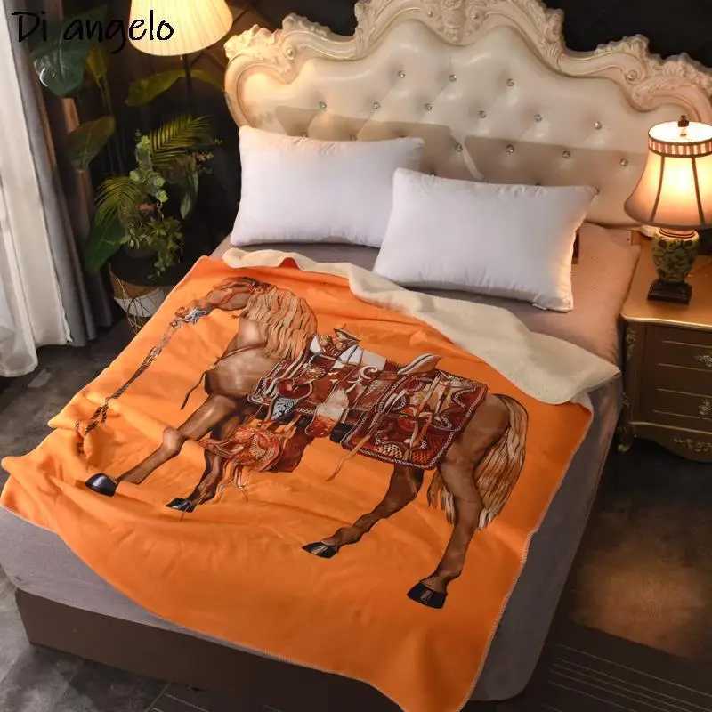Horse Series Lamb Cashmere Blanket European Digital Print Sofa Throw 150x200cm/200x230cmT260304