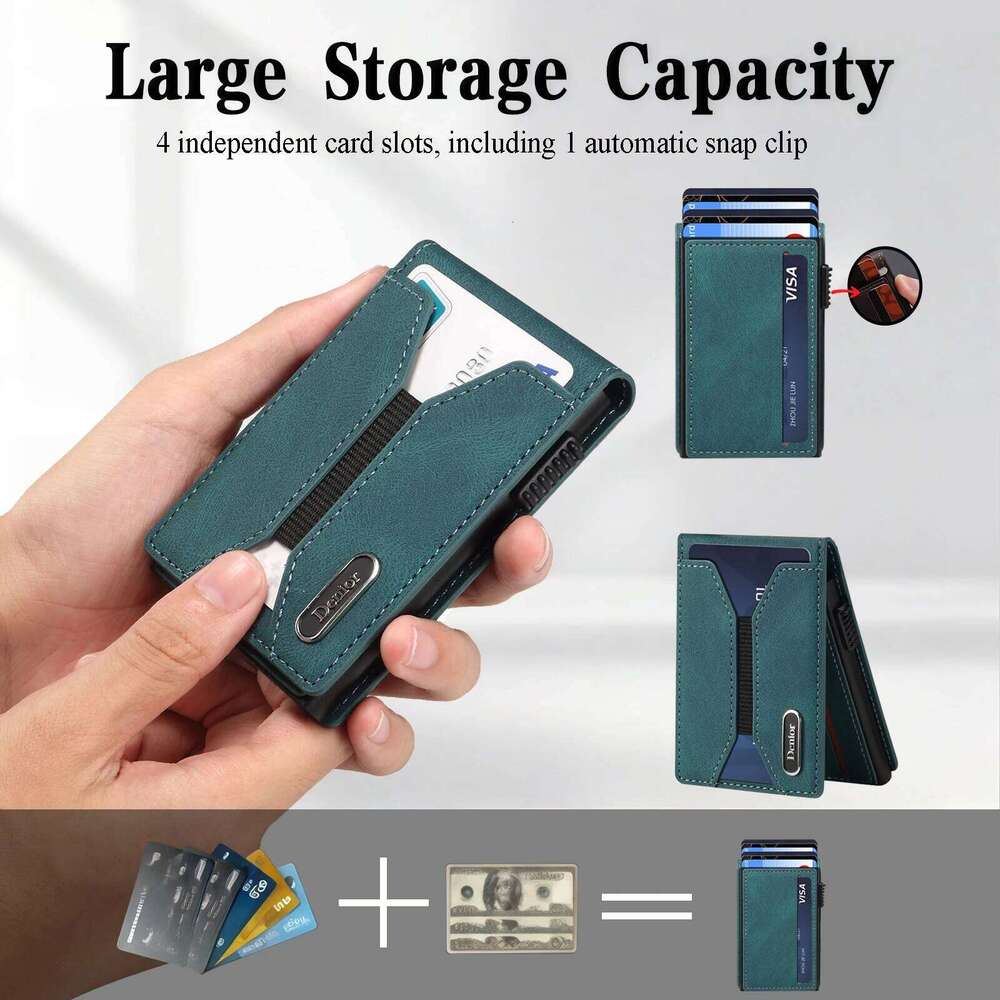 Denior Magsafe magnetic bag,press type automatic pop-up multifunctional card box, can hold 6-10 credit cards leather wallet C260304