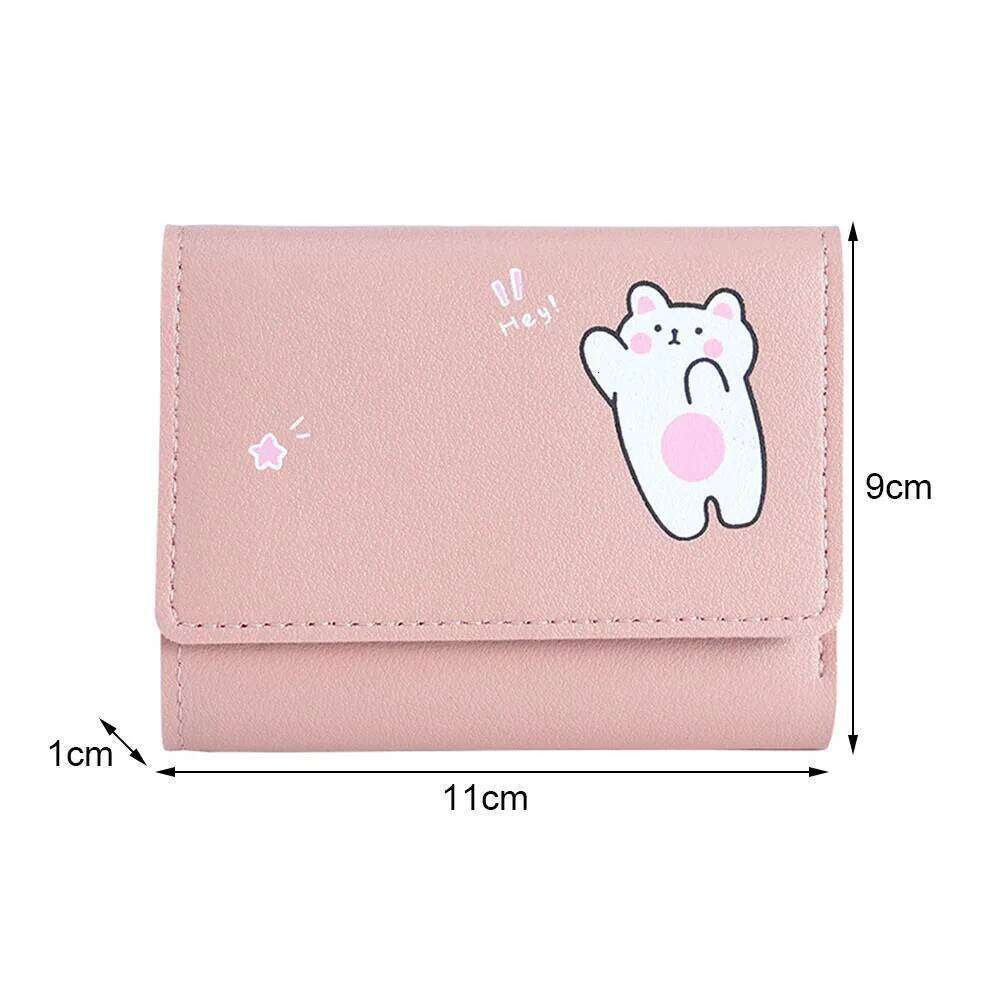New Brand Pu Leather Student Triple Fold Bag Girl Multi-Card Slots Card Holder Short Ladies Coin Purse Cartoon Wallets C260304