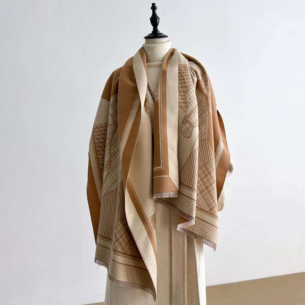 Women Luxury Horse Print Winter Poncho Shawl Animal Imitation Cashmere Scarves Pashmina Wraps Thick Warm Female Blanket Scarf XJ260304