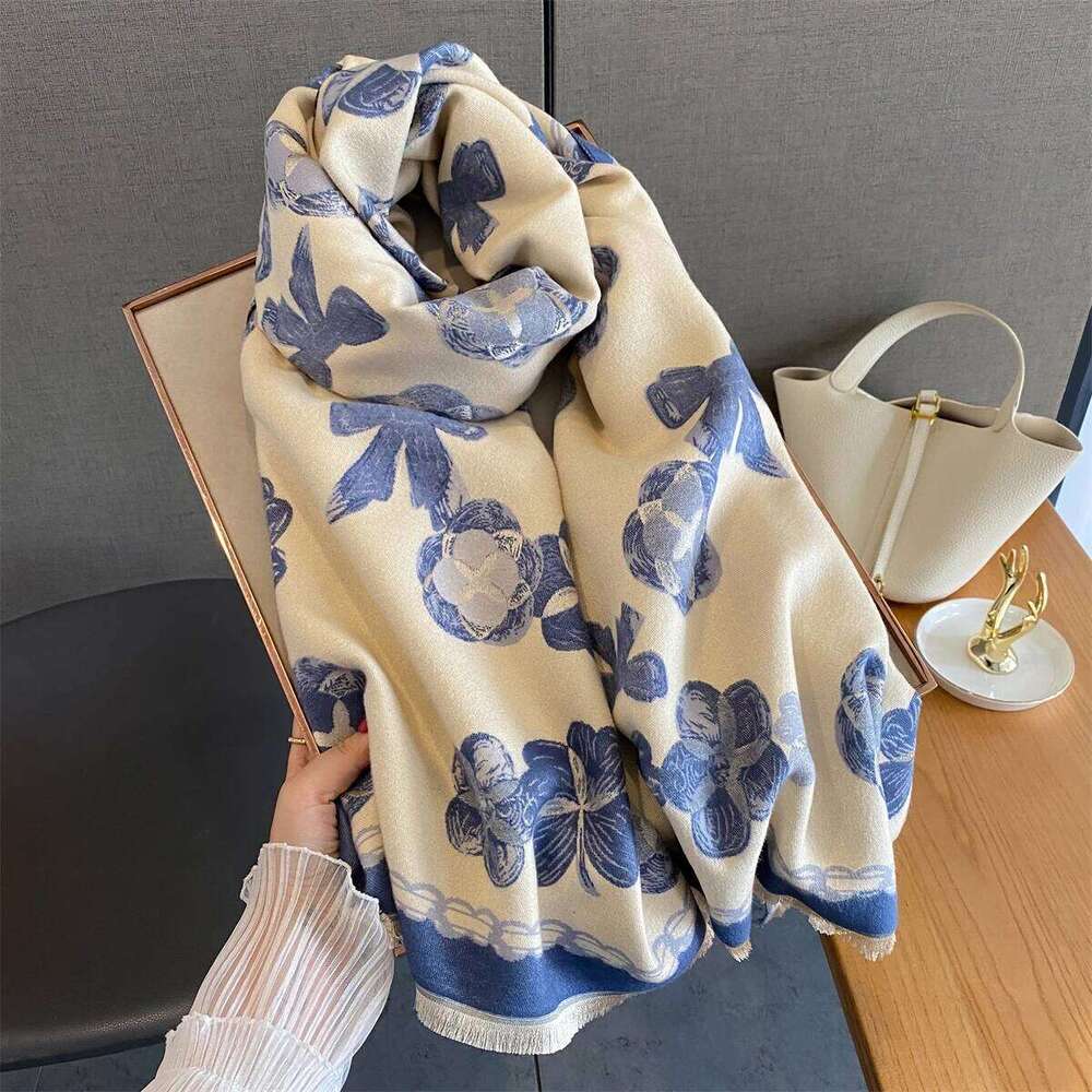 63*185cm Warm Scarf For Women Luxury Tassel Shawl Imitation Cashmere Pashmina Warps Autumn/Winter Coldproof Windproof Blanket XJ260304