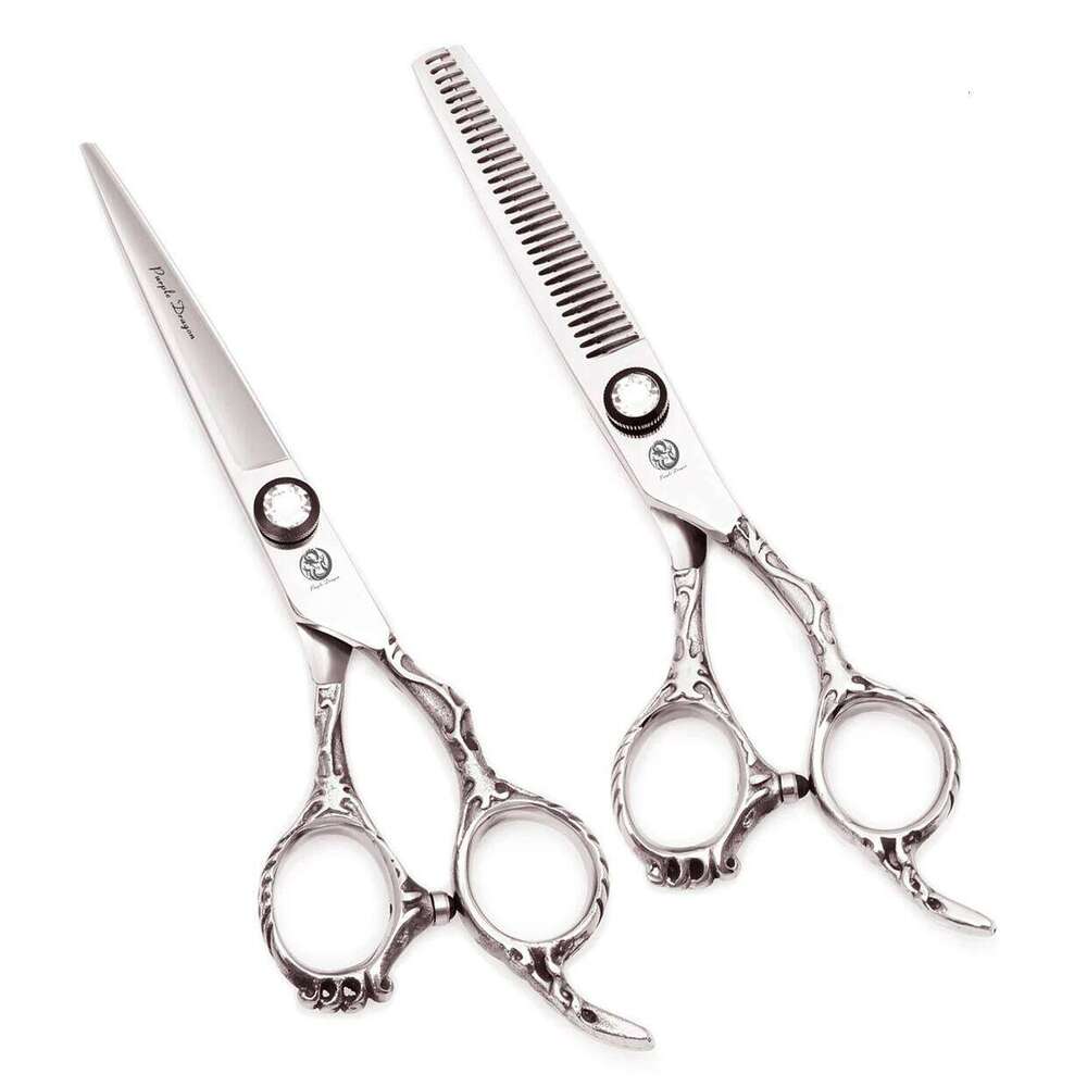 Professional Hairdressing Scissors Purple Dragon 6" Japan 440C Hair Cutting Set Thinning Salon Beauty Shears Z9008 H260303