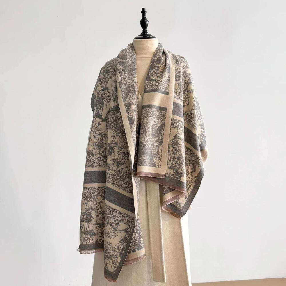 Elegant Ladies' Pashmina Autumn & Winter Thick Warmth Double Sided Tassel Printing Shawl Coldproof Windproof Blanket Scarf 2025 XJ260304