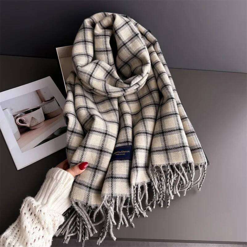 Neck Warmer Scarves For Women Men Winter Thickened Tassel Pashmina Shawl Faux Cashmere Warps Autumn Elegant Ladies Blanket XJ260304