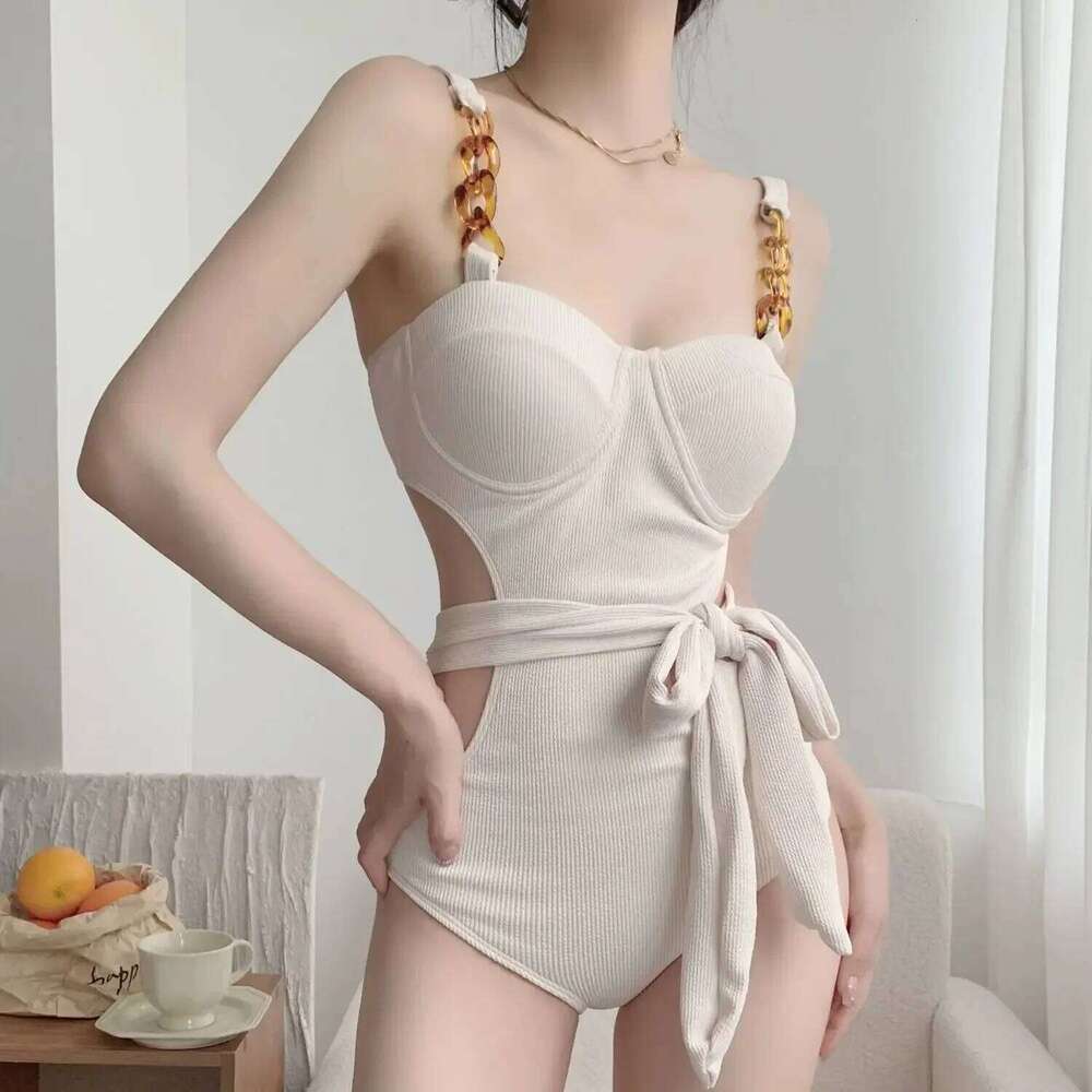 Black One Piece Swimsuit Women Hollow Out Lace Up High Waist Suspender Bathing Suit 2025 New Beach Vacation Temperament Swimwear Y260303