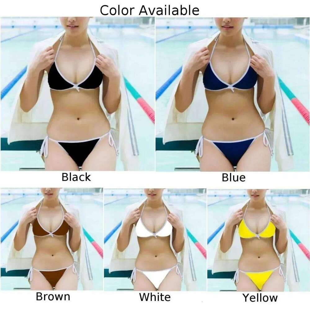 Hot New Fashion Bikini Set Womens Swimming Swimsuit Swimwear Thongs Side Tie V Neck Backless Bandage Brazilian Y260303