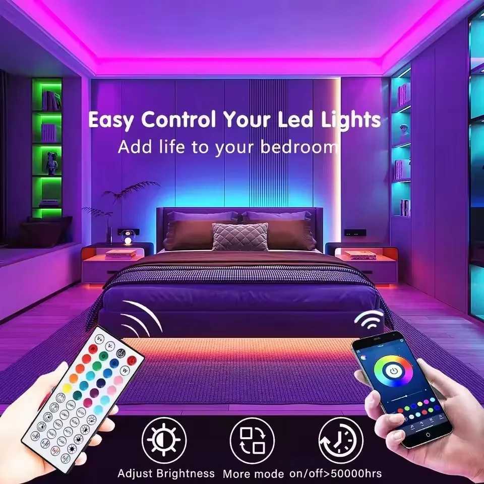 40M/131Ft Led Strip Lights Music Sync RGB Led Light Flexible Ribbon Luces Led Tape APP Remote Control Light for Room Decoration H260304