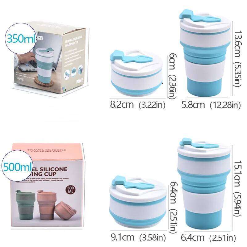 350ML/500ML Creative Portable Silicone Folding Coffee Travel Outdoors Business With Lid Water Mini Cup S260303