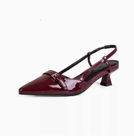 French-style pointed-toe patent leather high-heeled sandals - new style, fairy-like, retro, versatile, with thin heels and a hollow back H260304