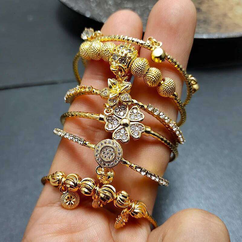 20 Styles Dubai Gold Color Bangles For Kids Baby Promotion Sale Child Birthday Gifts Children'S Bracelets XJ260303
