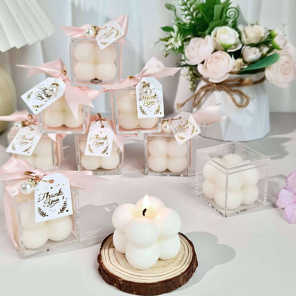 5/10/20 Sets of Scented Bubble Candles, Small Cube Candles for Baby Shower Favors, Gender Reveal Party Decorations, Wedding W260304