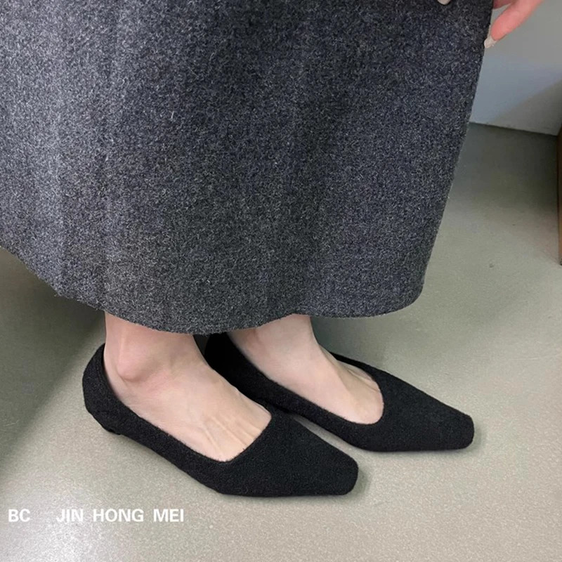 SUOJIALUN Spring Women Pumps Shoes Fashhion Shallow Slip On Ladies Elegant Boat Shoes Square Low Heel Single Shoes 260306