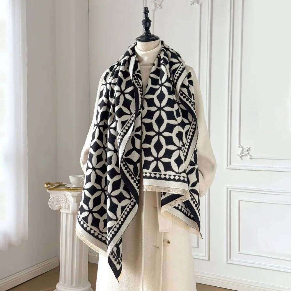 Soft Elegant Poncho Warm Coldproof Imitation Cashmere Windproof Blanket Scarf Winter Season XJ260304