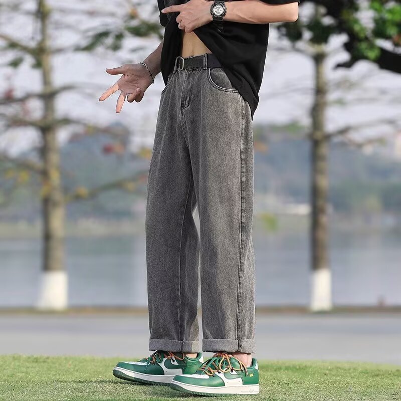 2026 Men's Autumn Jeans Loose Straight Wide-leg Trendy Designer Pants Brand Pants American High Street Vibe Casual Versatile Long Pants