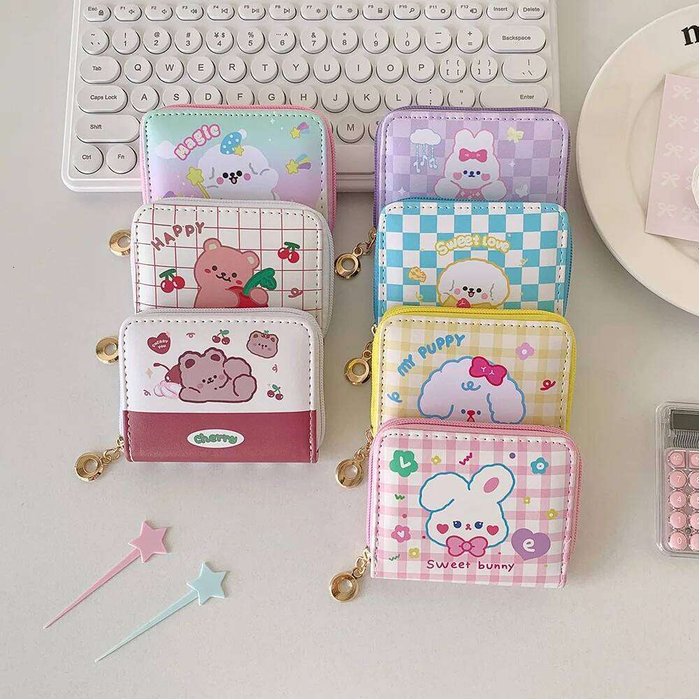 Rabbit Coin Purse Comfortable Cute Bear Cartoon Wallet Korean Version Pu Leather Card Holder For Daughter Gift Travel C260304