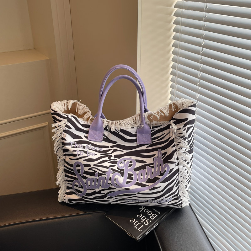 Free shipping bags Tassel letter canvas bag large capacity bag new solid color commuting shoulder tote bag