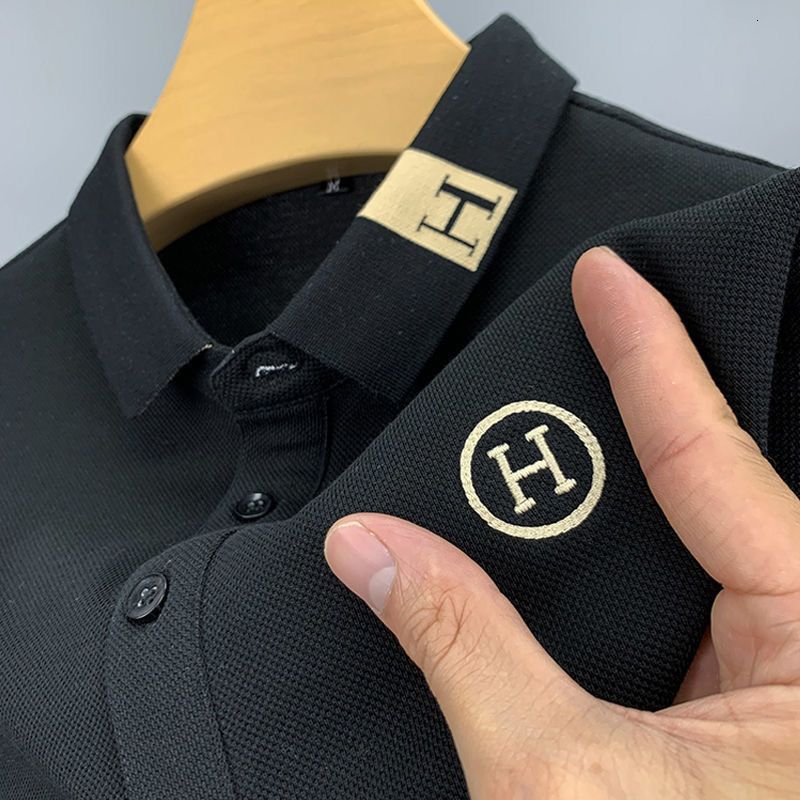2026 New Designer Luxury Brand Summer Breathable Polo Shirt Men's Short Sleeved T-shirt Embroidered Collar Simple Loose Plus Size Top Fashionable