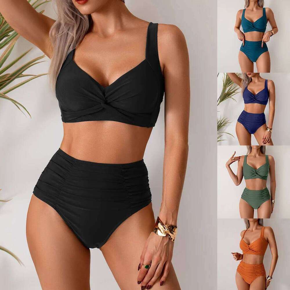 Sexy Black Two Piece Swimsuit Women Solid Push Up Padded Bikini Set Beachwear Summer Swimwear High Cut Bathing Suit Biquinis Y260303