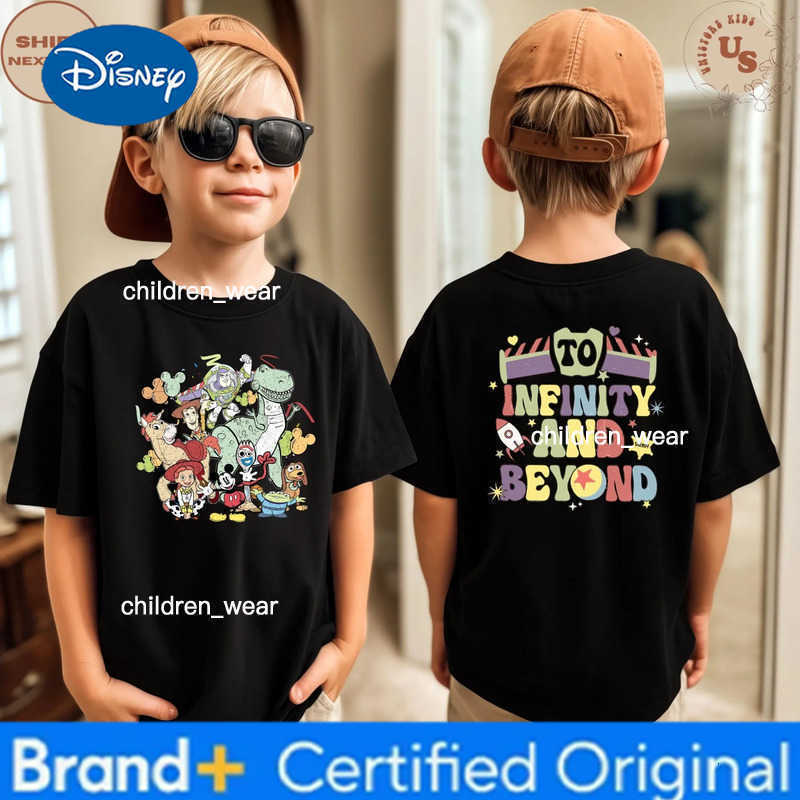 Disney 2026 Summer Toy Story Full Cast Assembly Theme 100 Cotton Printed Childrens Short-Sleeved T-Shirt for Men and Women H260304