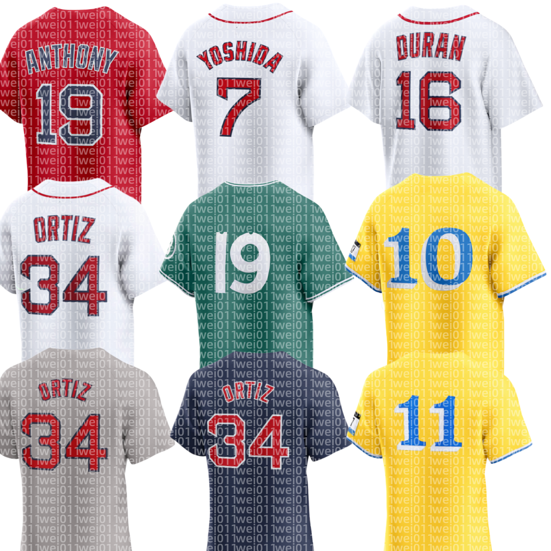 Red Sox Baseball Jersey David Ortiz 16 Jarren Duran Roman Anthony Triston Casas Connor Wong Ceddanne Rafaela Garrett Crochet Trevor Story Marcelo Mayer Wilyer Abreu
