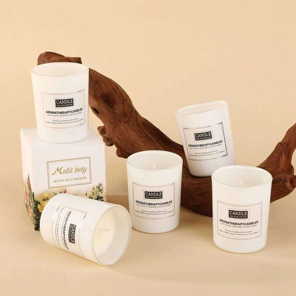 1pc Smokeless Matte White Glass Cup Candle - Long Lasting Scented Decor, Multi-Purpose Aesthetic for Home Office W260304