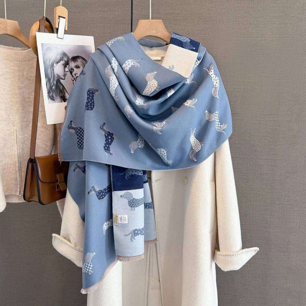Long Thickened Warm Scarf Women's Cotton Dog Tassel Pashmina Shawl Faux Cashmere Warps Autumn Winter High Quality Blanket XJ260304