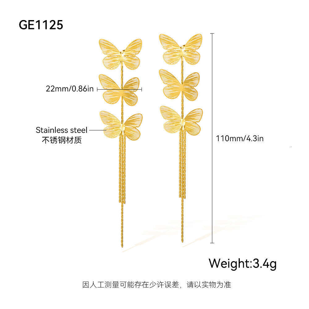 Light Luxury Retro Earrings Tassel Butterfly Earrings Fashionable And Versatile Design Earrings