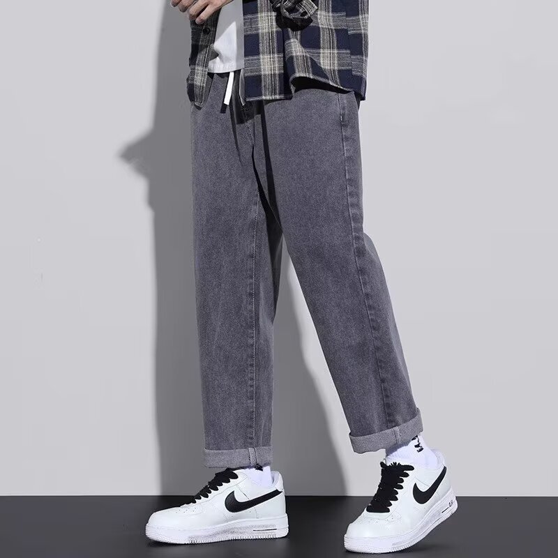 New Spring And Autumn Men's Jeans Versatile Trendy Brand Loose Straight Wide-leg Casual Designer Pants Pants For Petite Men