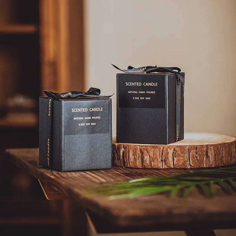 100% Natural Soy Wax Sandalwood Jar Black Scented Candles Glass Container Home Decorative Vase W260304