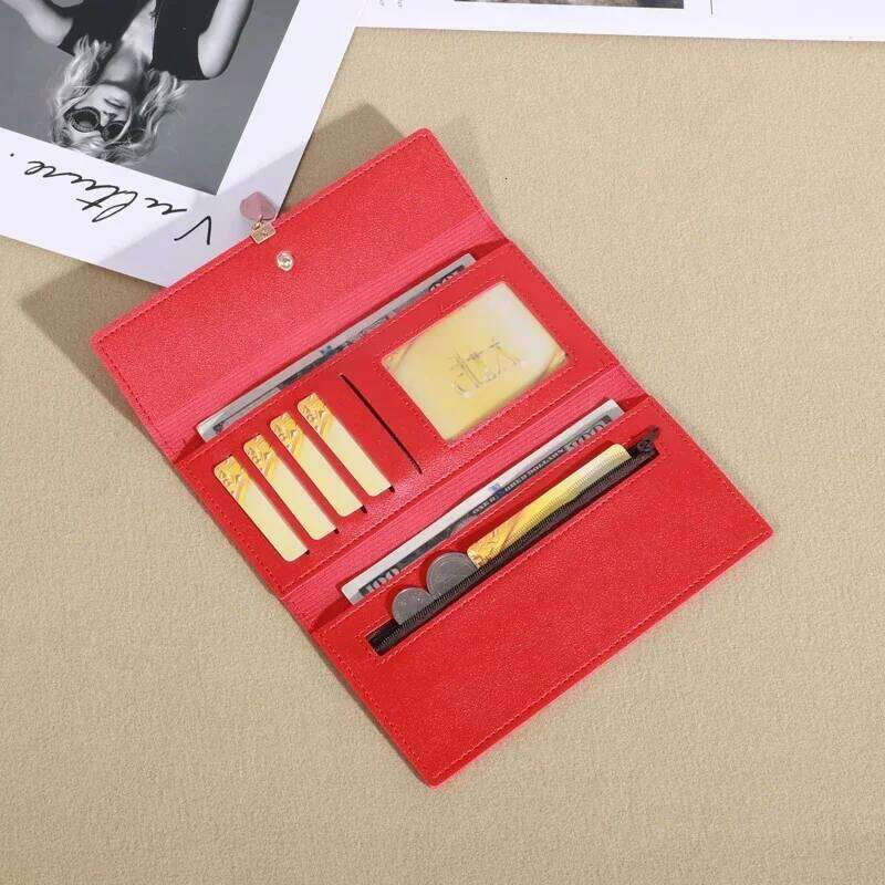 Simple Solid Color Long Wallet, Casual All-Match Card Coin Purse, Portable Clutch Bag C260304