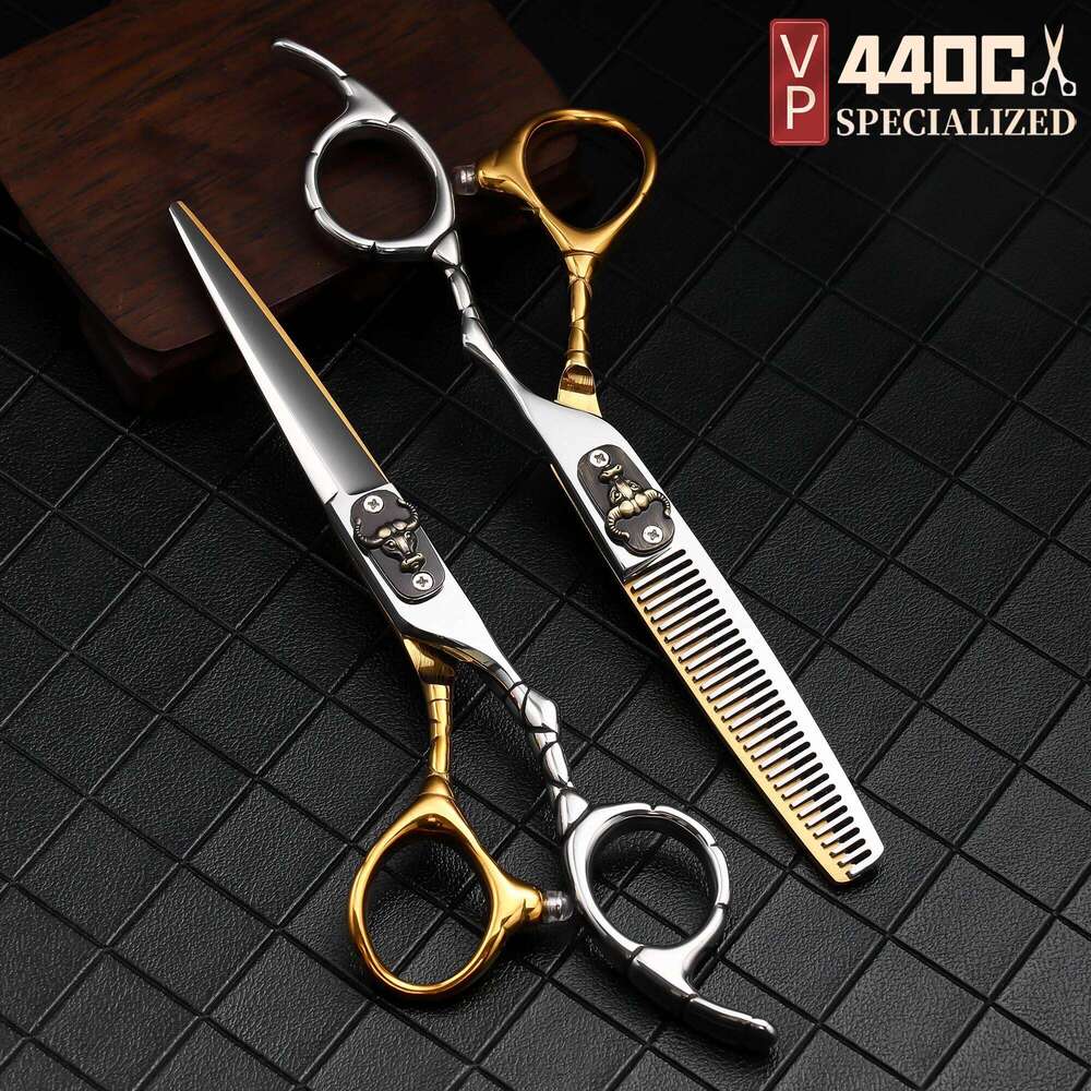 VP Hair Scissors Professional Barber Accessories Hairdresser Cutting Tools Thinning Shears Hairdressing Scissor 6Inch 440C Steel H260303