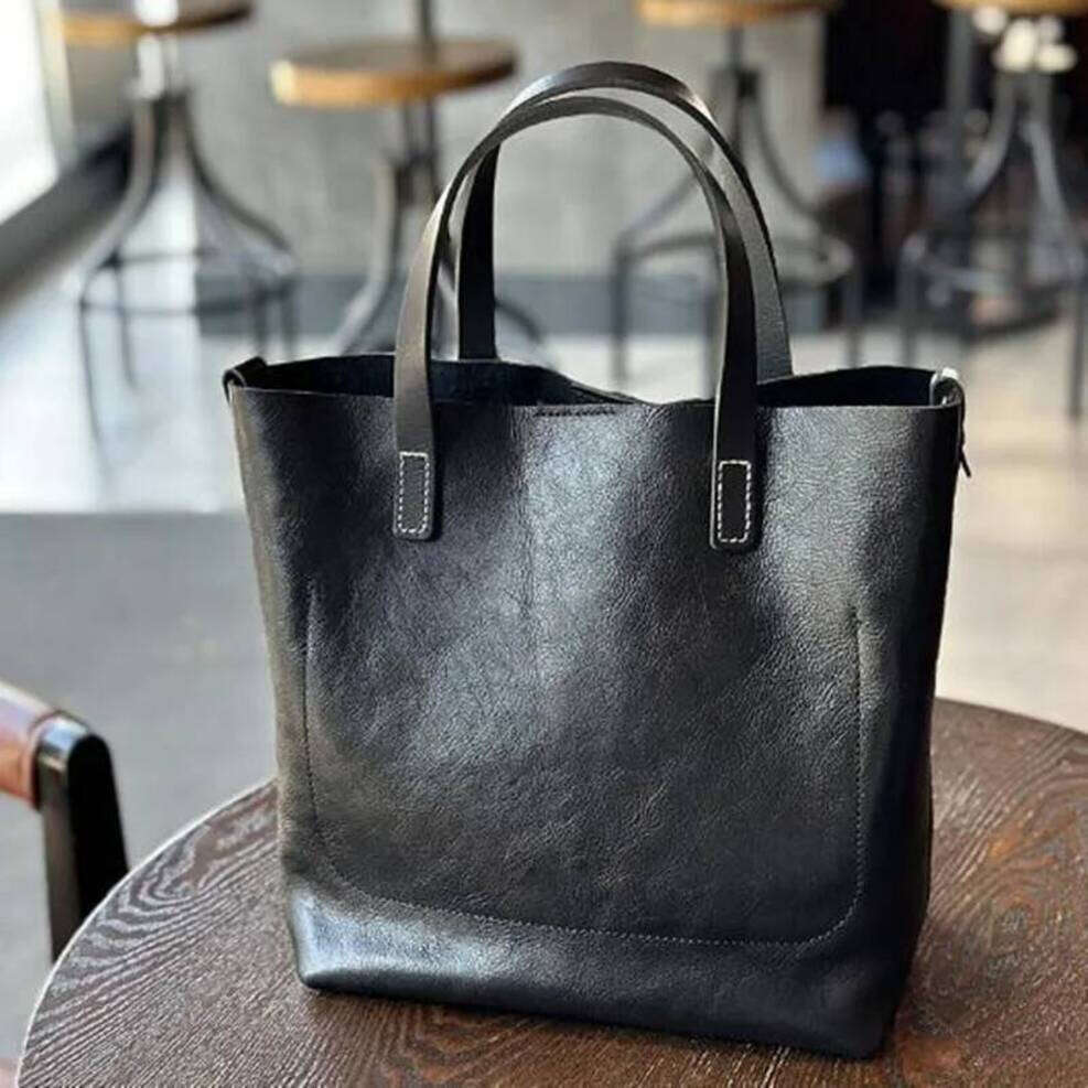 OLOEY 2025 New Japanese Vintage Cowhide Handbag Female Fashion Trend Temperament Commuter Leather Shoulder Crossbody Bag