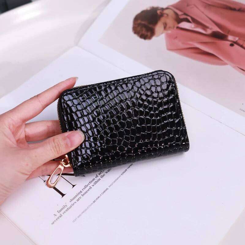 Women's Wallet Crocodile Pattern PU Leather Zipper Holder Organizer Multi Slot Blocking Credit Card Case Purse for Women C260304
