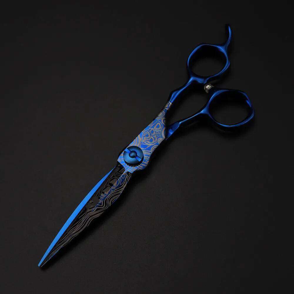 Professional 6 '' Upscale scissor Blue Damascus hair cutting barber tools haircut thinning shears hairdresser scissors H260303