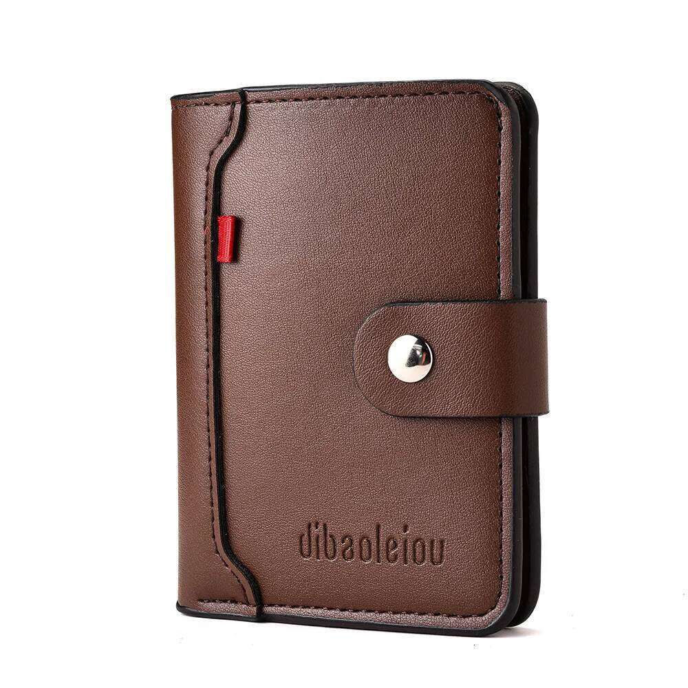 Mini Credit Card Holder Wallet for Men High-Quality Ultra-Thin Soft Leather with Button Closure C260304