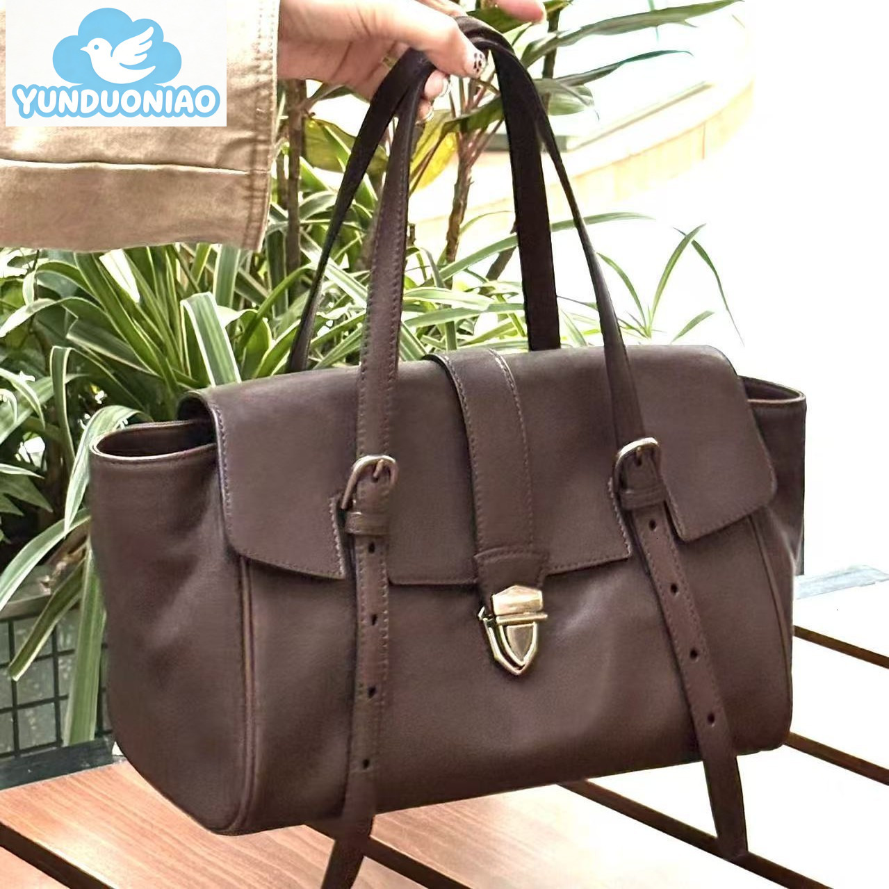 YUNDUONIAO new original rectangular briefcase niche new women's high-end leisure commuting handbag retro simple shoulder bag and armpit bag