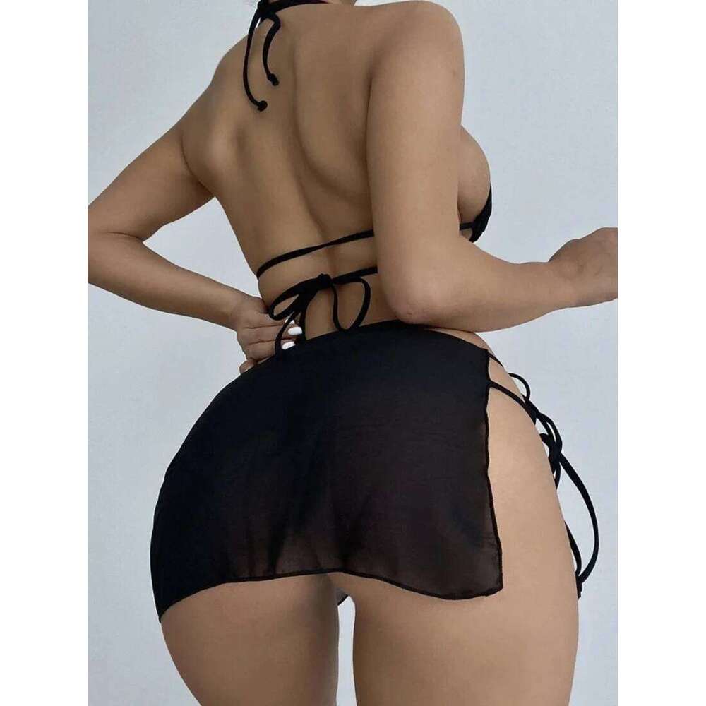 3 Pieces Thong Bikini 2025 Women With Skirt Trikini Swimwear Female Triangle Swimsuit Beach Wear Bathing Swimming Suit Summer Y260303