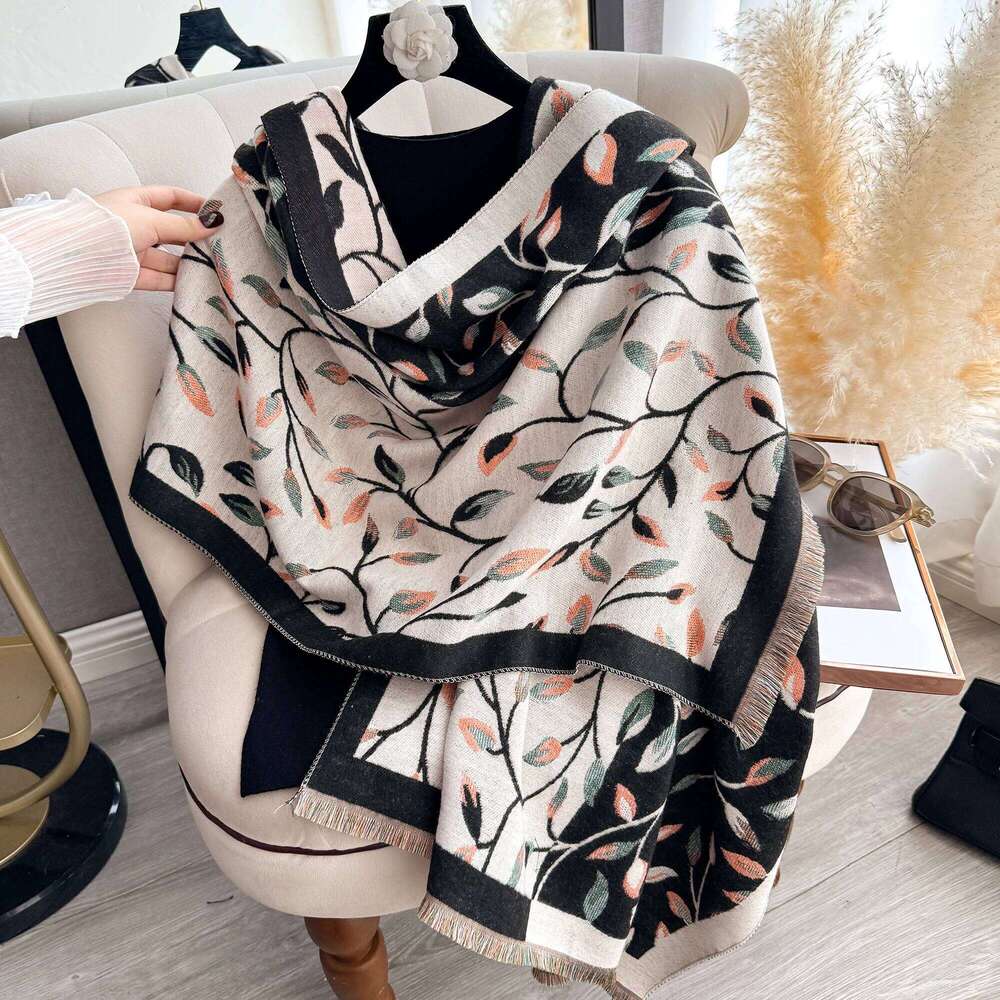 Elegant Plaid Imitation Cashmere Scarf Soft Warm Versatile Shawl Coldproof Windproof Blanket for Autumn Winter XJ260304