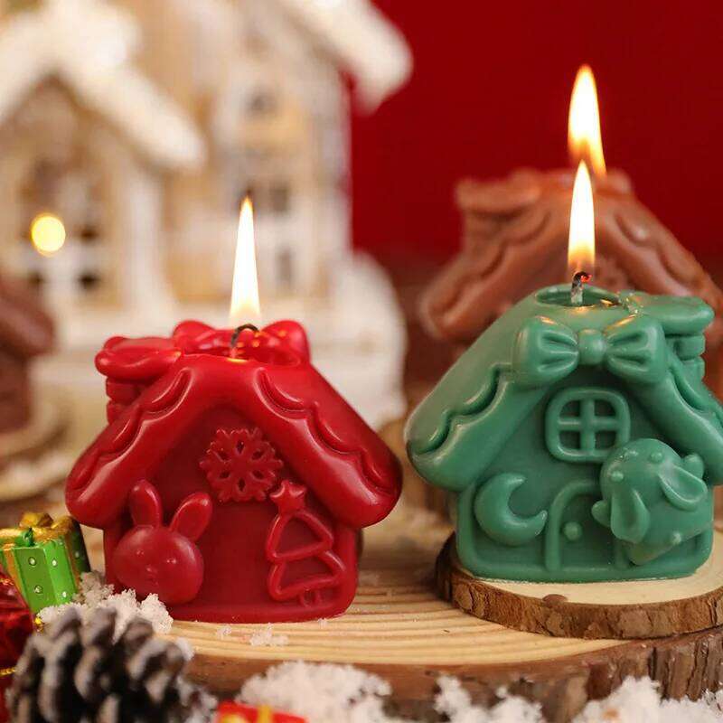 House Scented Candles for Room Decoration, Festive Christmas Cabin-Shaped Candles, Home Decoration Ornaments W260304