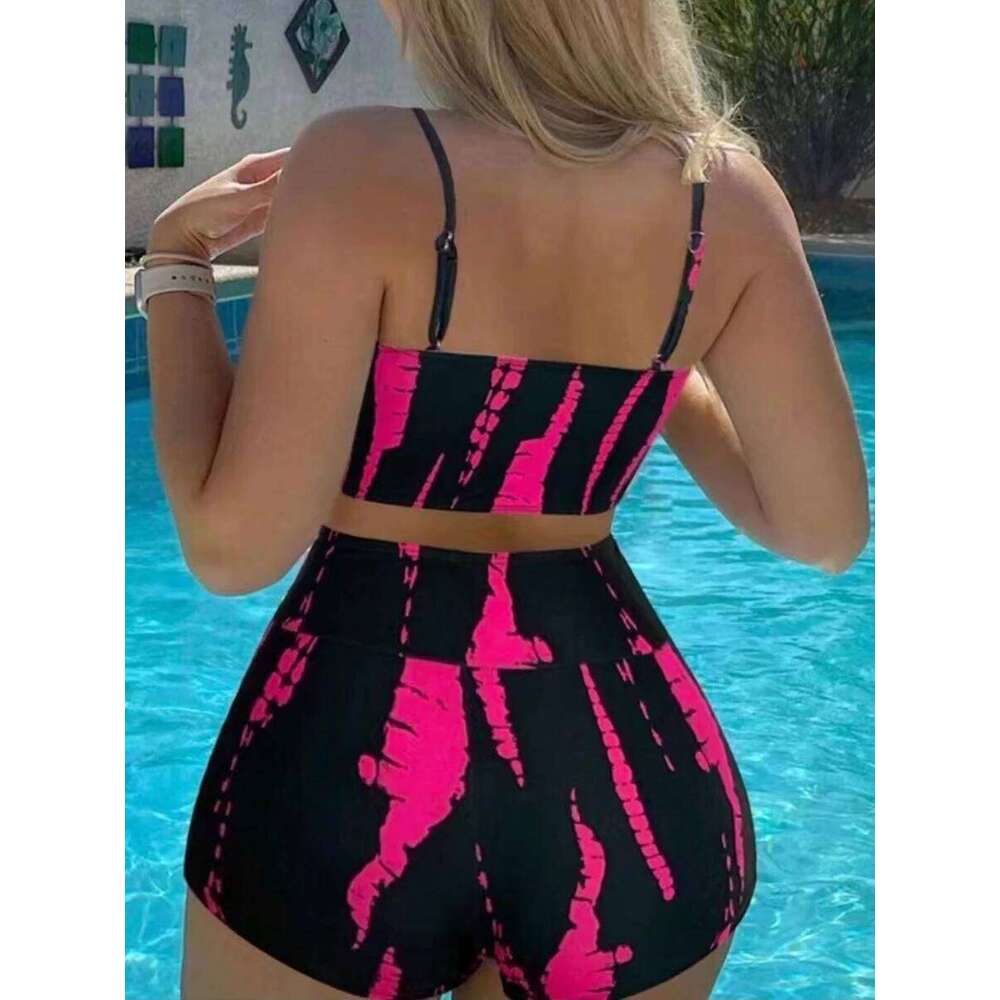 2025 Print String Bikini Swimsuit Women High Waist Shorts Swimwear Female Bathers Bathing Swimming Swim Suit Beachwear Y260303