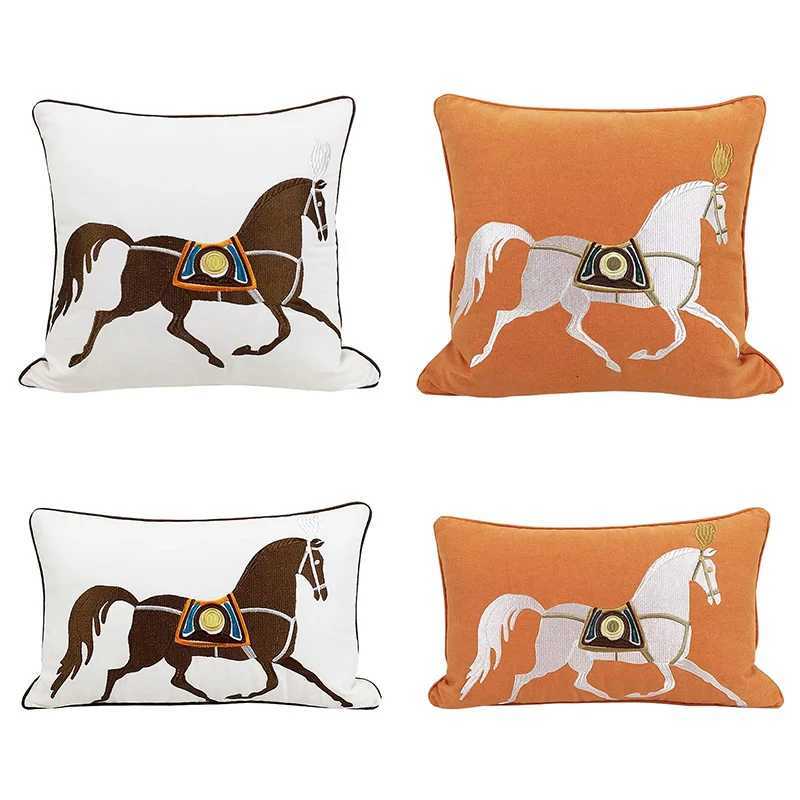 Horse Embroidery Pillow Cover, Luxury Decor for Couch Sofa, No Insert IncludedT260304