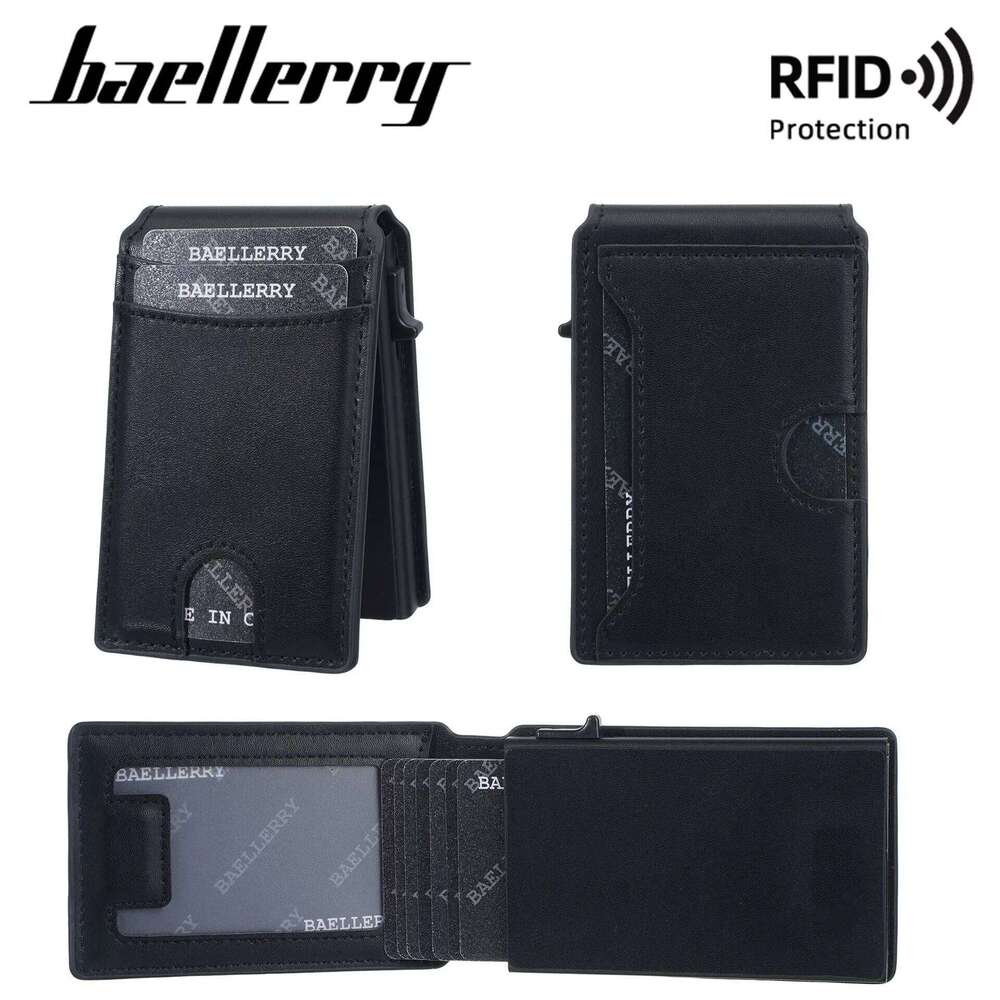 Baellerry Rfid Anti-Degaussing Wallet, Magnetic Pop-Up Card Slot, Ultra-Thin and Portable, Anti-Degaussing, Gift for Father or Boyfriend C260304