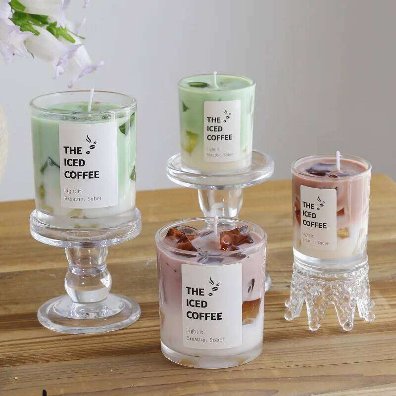 Matcha Party Home Decor, Aromatherapy Gel Candle Fun Ambiance Gift Idea Jelly Wax Coffee Cup Bedroom Smoke W260304