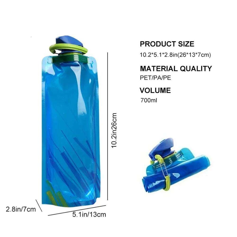 1pc 700ml Portable Ultra Light Folding Soft Water Bag For Outdoor Sports Camping, With Handle & Hanging Hook Camping Stuff S260303