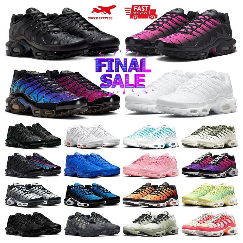 Tn Plus Running Shoes Men Women Triple White Black Sky Blue Gradient tns Tennis Breathable Mens Trainers outdoor Sports Sneakers