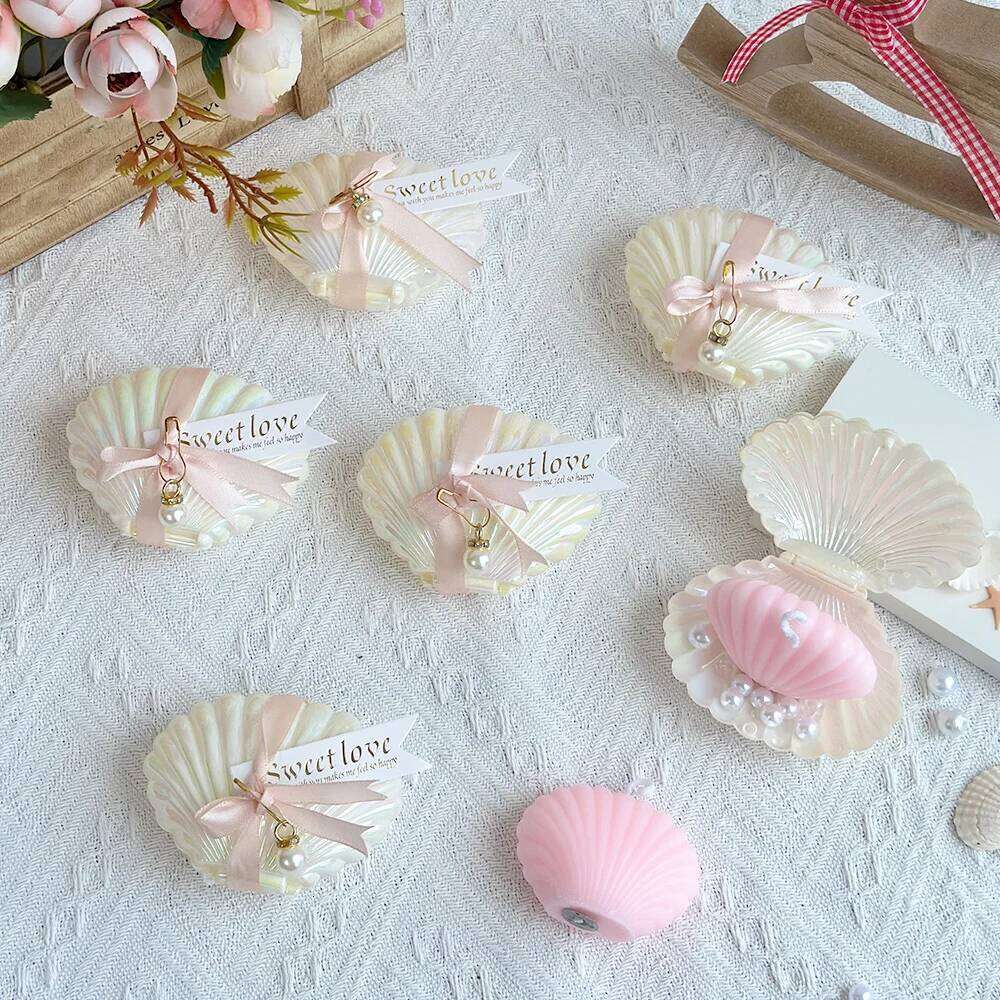 10 Sets Freesia Scented Shell Pearl Set Wedding Favors Candles for Guests BabyShower Gifts Home Decor W260304