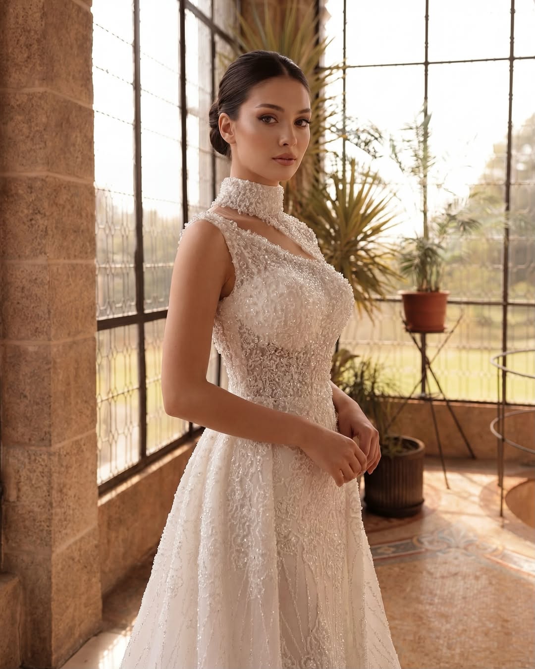 Designer Mermaid Wedding Dress High Collar Sleeveless Bridal Gowns Sequins Lace Detachable Train Dresses Custom Made Vestidos De Novia D0306