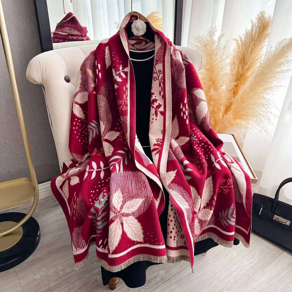 Women's Warm Faux Cashmere Scarf Autumn Winter New Jacquard Shawl Wrap Convertible Blanket Neck Protection Design XJ260304
