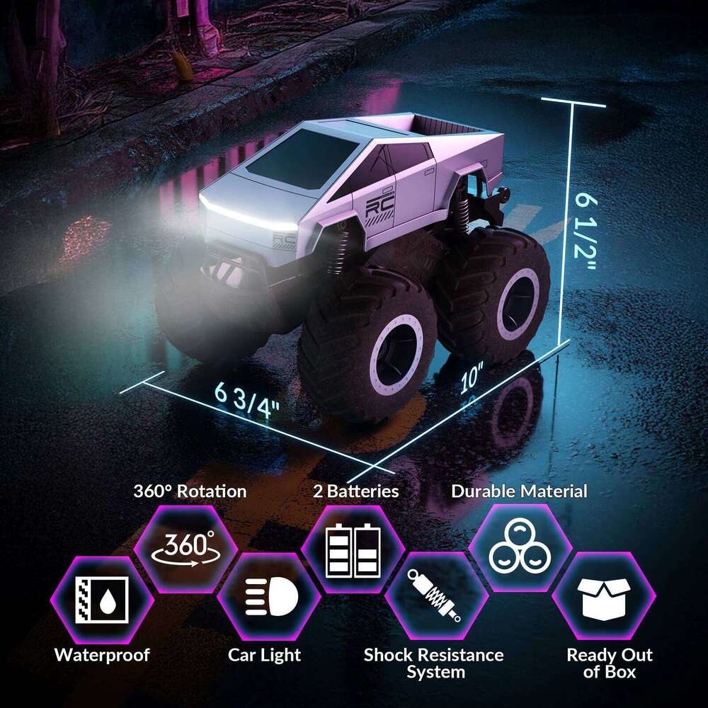 STEMTRON Amphibious Remote Control for Boys 2.4 GHz 1:16 All Terrain Off-Road Car RC Truck Pool Toys Z260303